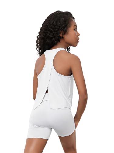 Image of BEAUDRM Girl's 2 Piece Workout Outfits Crop Top and Shorts Athletic Sets
