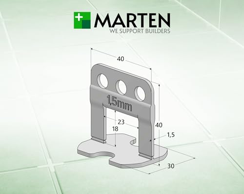 Marten Level UP | Fliesen-Nivelliersystem Set 1mm, 1,5mm, 2mm, 3mm | Perfekte Ergebnisse für Boden- und Wandbeläge | 5-15 mm Fliesenstärke (SET 150 + 50 + 1, 1,5 MM)