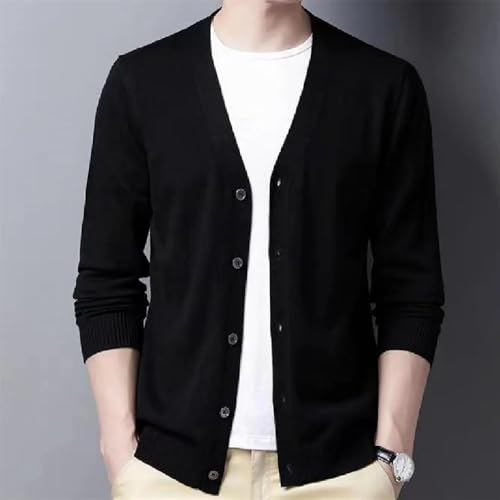 Winter Men's V Neck Casual Button Cardigan Sweater Large Size Warm Business Vintage Sweater2