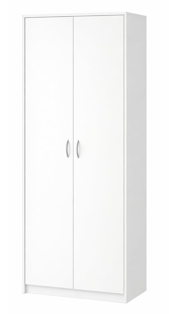 Armario Multiusos con 2 Puertas y 8 Compartimentos, 180 x 74 x 35 cm, Blanco