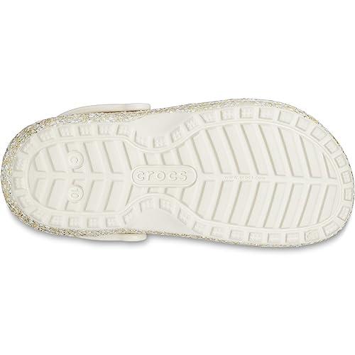 Image of Crocs Kids Classic Lined Glitter Clogs for Toddlers - Roomy Fit - Fuzz Lining - Pivoting Heel Straps - Slip-on Stucco 4 Toddler M