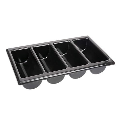 GRÄWE Besteckkasten mit 4 Fächern, Besteckaufbewahrung, Besteckbehälter, Besteckkasten aus Kunststoff, schwarz, Made in Germany