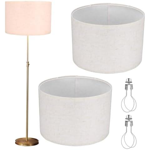 Blingbin Lampshades Set of 2, Natural Linen Hand Crafted Drum Lamp Shades, 11.81x11.81x7.87 Inch Modern Fabric Lampshades with 2 Light Bulb Clips, Easy Assembly for Table Lamps Floor Lamps Cover