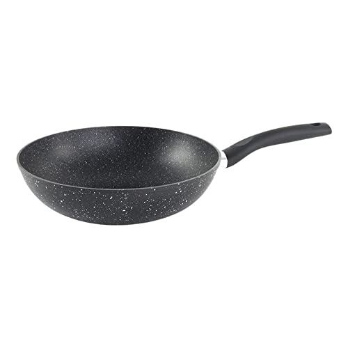 JJA 120071 Wok 28 cm Forged Aluminium + Stone Coating, Aluminium, 28 cm, Black, D. 28 x H. 8 cm