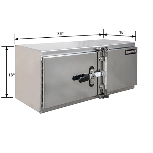 Image of Buyers Products 1762600, 18x18x36 Smooth Aluminum Underbody Truck Tool Box with Double Barn Door, Cam‑Lock Hardware, Rain Gutter Seal, Universal Mount Storage for Flatbed and Trailer Use