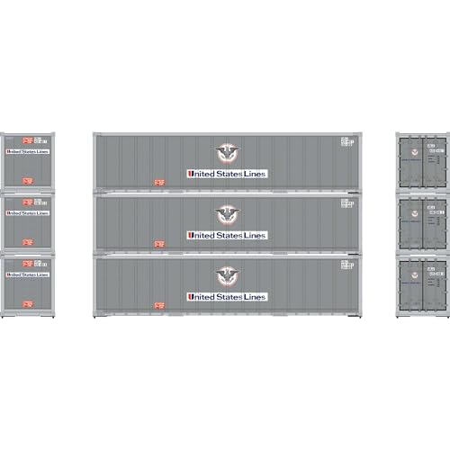 Athearn HO 40' Smooth Side Containers USLU #1 3 ATH63389 HO Vehicles