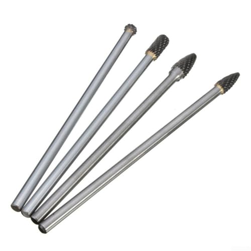 Set de 4 fresas de carburo 1/4" x 150mm corte doble miniatura 1