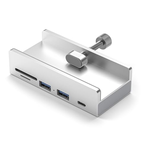 Rfeeuubft HUB USB 3.0 con Clip para Estación de Acoplamiento, Adaptador USB 3.0, Divisor Múltiple, Adaptador de Alta Velocidad de 5 Gbps para PC y Portátil, Color Plateado