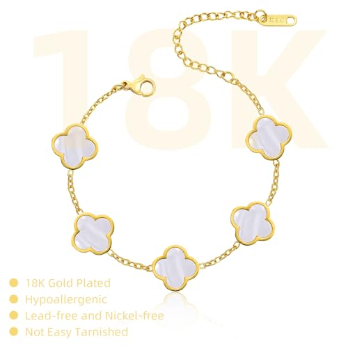 18K Gold-Plated Four Leaf Clover Bracelet for Women ，Adjustable lucky Bracelet Set Jewelry ，Jewelry Gifts for Women4