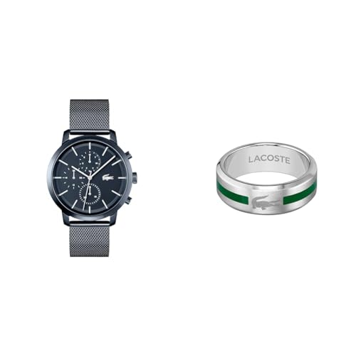 Lacoste Montre Homme bracelet milanais bleu et bague collection Baseline : le coffret cadeau idéal