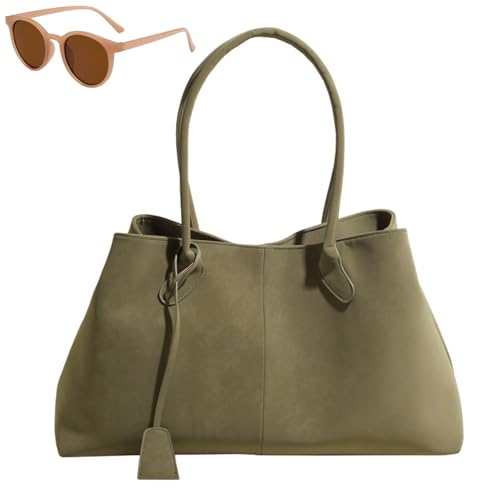 Faux Suede Retro Slouchy Shoulder Bag for Women, Stylish Large Capacity Underarm Bag, Casual Patchwork Hobo Handbag