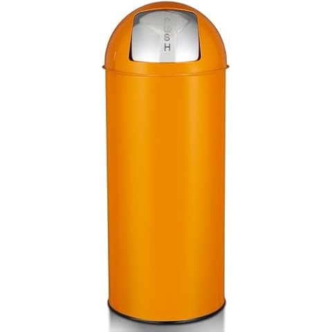 MERXENG 65L/17 Gallon Heavy Duty Stainless Steel Tall Commercial Trash Can, Push Lid Kitchen Waste Bin for Indoor and Outdoor, Durable Garbage Bin for Home Office Restaurant Cover