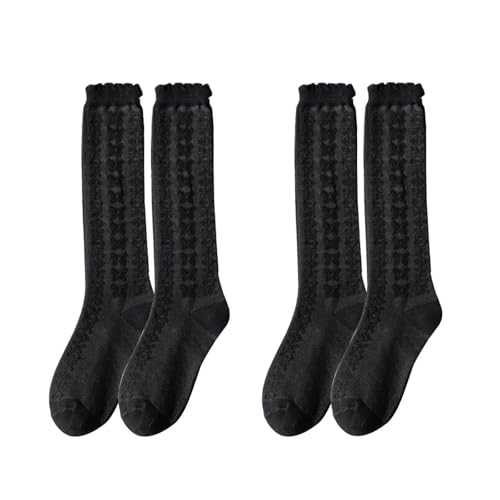 Chaussettes montantes femme noires en taille EUR 35-43 lot de 2 paires