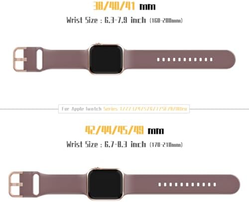 Sport Band Compatible with Apple Watch Bands 49mm 46mm 45mm 44mm 42mm 41mm 40mm 38mm, Soft Silicone Replacement Strap with Classic Clasp for iWatch Series 11 10 9 8 7 6 5 4 3 2 1 SE Ultra Women Men — view 6