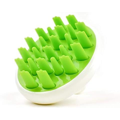 Zyllion Hair Shampoo Brush and Scalp Massager Care for Dandruff Removal, Scrubber, Hair Growth and Exfoliator with Flat and Pointed Soft Silicone Bristles for Women and Men - Green (ZMA-12-GR) Cover