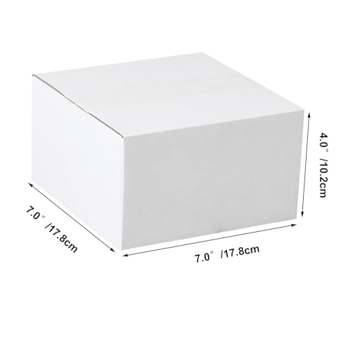 Image of 7x7x4 Shipping Boxes Set of 40, White Kraft Corrugated Cardboard Boxes Mailers for Packaging