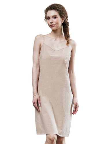 100% Cotton Slip for Women Under Dresses with Adjustable Spaghetti Strap Crewneck Nightwear