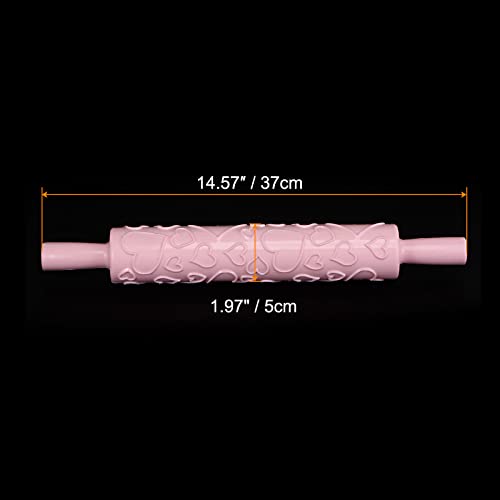 Harfington HTA230401HH0394 Pattern Embossed Rolling Pin 14.57 Inch X 1.97 Inch Heart 3D Pattern Pp Plastic Non-Stick Embossing Textured Rolling Pins thumb #1