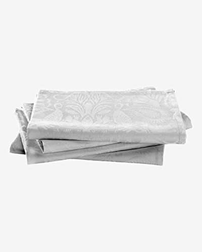 Christian Lacroix Set de 4 Serviettes 50 x 50 (Blanc) - Tissu Jacquard en Satin damassé - 100% Coton peigné (220 g/m2)