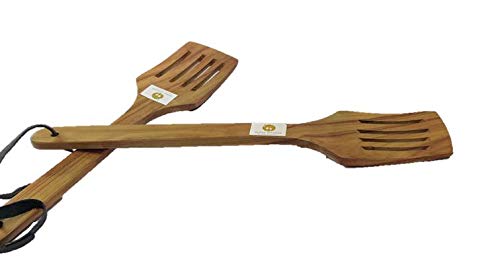 ARMAN SPOONS - Believe in Quality Wooden Skimmer Flat- Genuine Teak Wood Cooking Spatulas Ladles (Wooden Skimmer/Spoons for Pan) Nonstick Lining Jhaara (14 in Long) 2