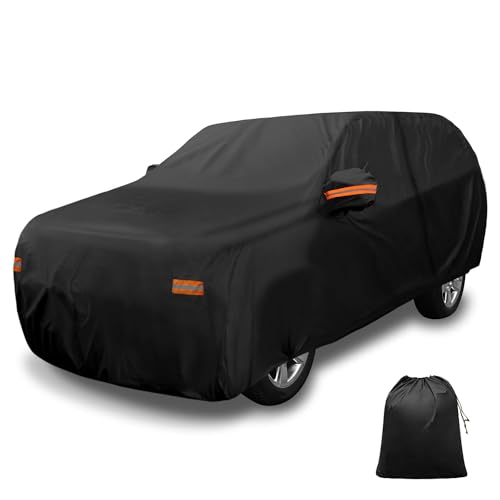Image of X AUTOHAUX Car Cover Outdoor Waterproof Sun Rain Snow Hail Protection with Left Side Door Zipper Aluminum Film for Toyota Grand Highlander