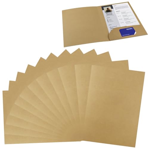 12 Pièces Pochettes en Papier Kraft, Chemise Cartonnée A4 avec Rabat, Dossier de Rangement, Porte Document Organisateur, Présentation Papier Set pour Société Bureau...
