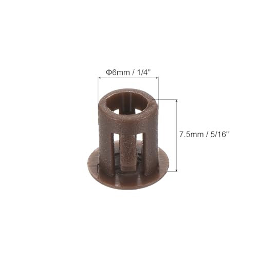 Image of MECCANIXITY 64PCS 6mm(1 /4 inch) Brown Plastic Hole Plugs, Flush Type Panel Hole Plugs Insert End Caps for Locking Hole Tubes Furniture Cabinet