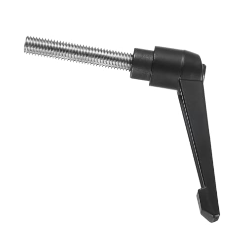 Image of uxcell Adjustable Clamping Lever Handle M10 x 50mm Metric 304 Stainless Steel Male Threaded Stud Hand Knobs Push Button Ratchet Rotating Screw Handles Bolts with Locking Lever Black