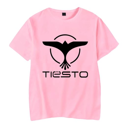Photo de RYSXJLX Tiesto Merch Logo T-Shirt 2024 Femmes Hommes Casual Manches Courtes T-Shirt, rose, XXL