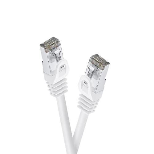 celexon CAT 6A câble patch S/FTP - 150cm - blanc - RJ45 sur RJ45, TIA/EIA 568B - 10 Gbps, 500 MHz - fils de cuivre de haute qualité, AWG27, gaine LSZH sans halogène - Plug & Play Cover