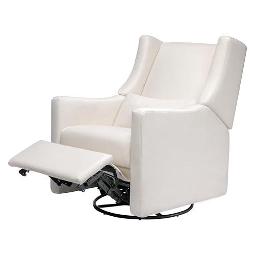 Babyletto Kiwi Glider Recliner Nursery Chair w/ USB Ports - GREENGUARD Gold Certified - Water & Stain Resistant Glider Rocking Chair - Electronic, 270° Swivel, Performance Cream Eco-Weave