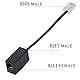 HAWAKA RJ11 zu RJ45 Adapter, RJ11 6p4c Stecker Telefon Kable auf RJ45 8p8c Adapter,Konverter für Ethernet zu Telefon Festnetz(2 Stück,Schwarz)