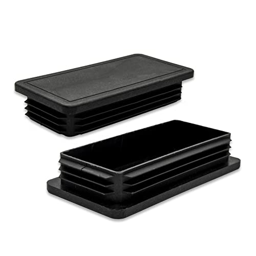 Image of Flyshop 60 x 120 mm Black Plastic Plug Rectangle Tubing End Cap Tube Chair Glide 8 Pack