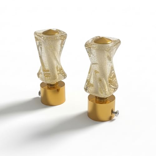 Image of Atlantic Curtain Rod Finials Set of 2, Decorative Textured Resin Finials with Gold Finish for Standard Drapery Rods