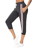 Sykooria Damen 3/4 Jogginghose Trainingshose High Waist Sporthose Yoga Hosen Freizeithose Sweathose Baumwolle für Laufen Yoga Fitness, B-Dunkelgrau XL