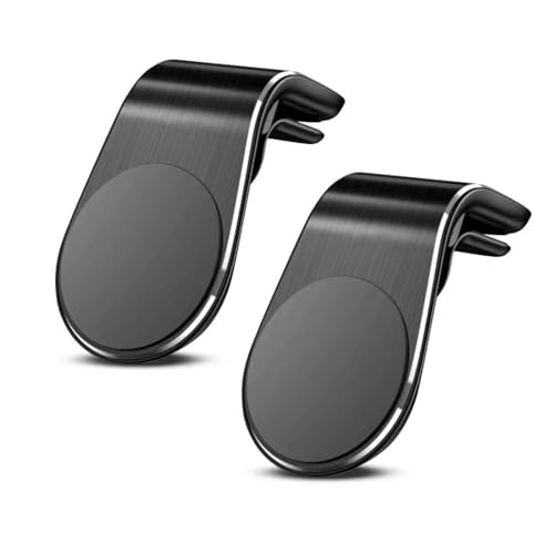SGERUFZ 2 Pcs Soporte de Rejilla de Aire en Forma de L Negro para Teléfono Móvil en Coche Pinza 360 con Imán Magnético para Ventilación