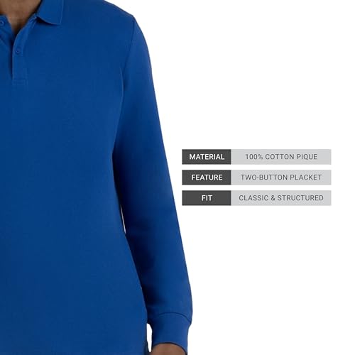 Polo masculino de manga larga Holloway, 100 % algodón piqué, cuello polo y botones miniatura 6