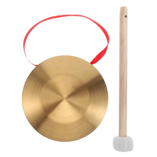 CATIEBYE 1Set Mini Gong with Wooden Mallet Traditional Chinese Percussion Instrument for School Music Classes Family Entertainment and Team Activities