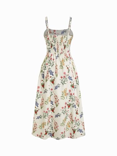 Image of CIDER Womens Polka Dots Summer Casual Dresses Square Neck Sleeveless Midi A Line Elegant Dress