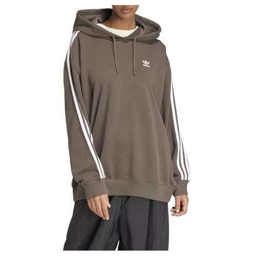 adidas Womens Adicolor 3-Stripes Oversized Hoodie Athletic Outerwear Casual Hoodie Pockets - Green
