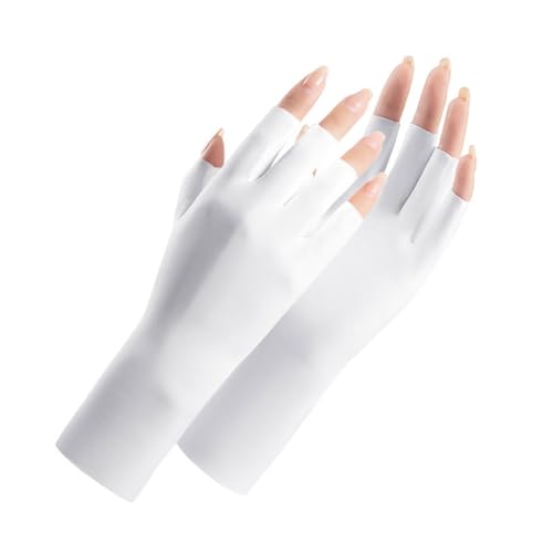 Lifup Women's Fingerless Sun Gloves UPF 50+ for Summer White One Size
