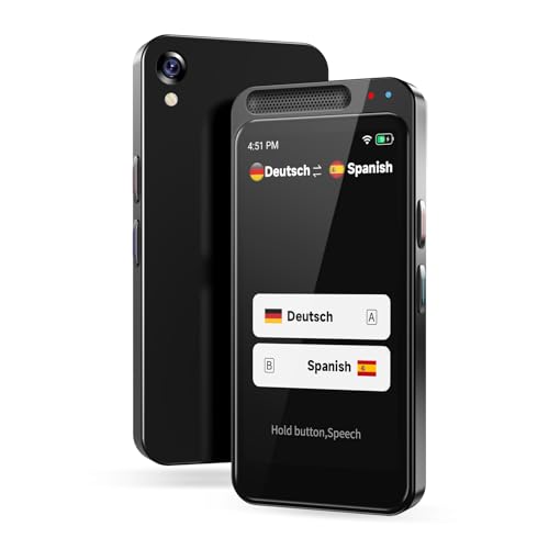 Dispositivo de Traductor de Voz,Traductor de Voz inteligente de Dos Vías Traductor de Bolsillo de Fotos en Tiempo Real,150 idiomas Soportados,Traductor de Voz en línea/fuera de línea Para Empresas