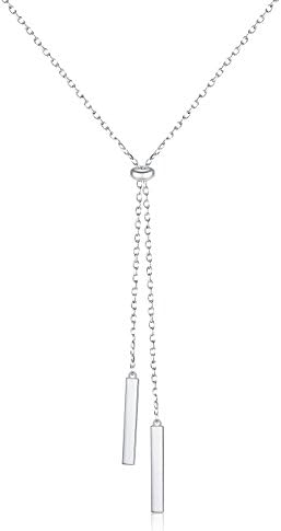 Shaoan Jewelry Graduation Gift Sterling Silver Long Tassel Necklace Bar Y Lariat Long Chain Drop Adjustable Necklace Gift for Her, 30"