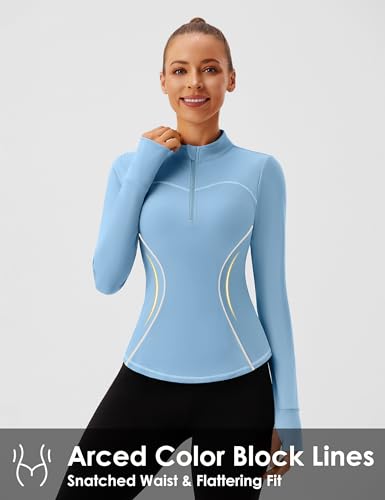 BMJL Womens UPF 50 Long Sleeve Workout Tops Quarter Zip Pullover Sun Shirts Slim Fit Gym Jacket Golf Clothes3