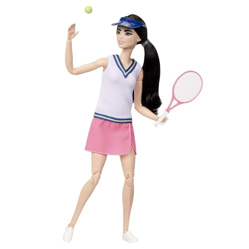 Barbie ​Métiers Poupée Articulée Joueuse De Tennis en Tenue Complète avec Haut Jupe Baskets Et Visière avec Raquette Et Balle Jouet Enfant Dès HKT73 - vue 3