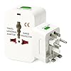 Adaptador de Tomada Universal de Viagem Internacional Bivolt Padrão Europa, EUA, UK, Ásia com Pinos, Trava de Segurança Portátil e Ajustável Essencial para Mais de 150 Países