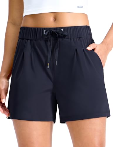 MIER Running Shorts for Women Quick Dry Soft Stretch Workout Athletic Gym Sports Active Shorts with Pockets, 4 Inch Inseam