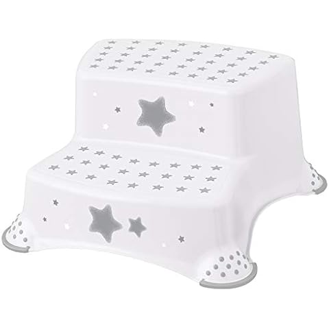 Babycurls Little Journey Toilet Training Kids Non Slip Up Double Two Step Stool With Grips Unisex White For Safe Toddler Loo Potty Training in The Bathroom And Home Cover