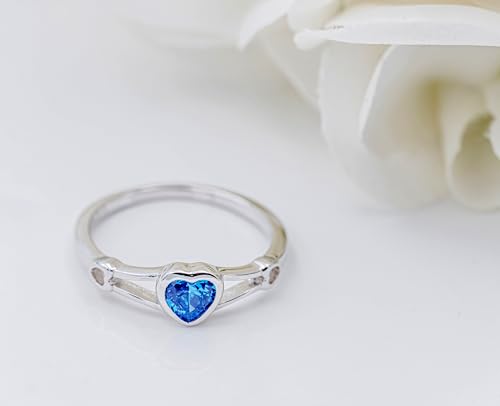 Precious Pieces Sterling Silver Simulated CZ Birthstone Heart Ring for Baby, Girl or Pinky3