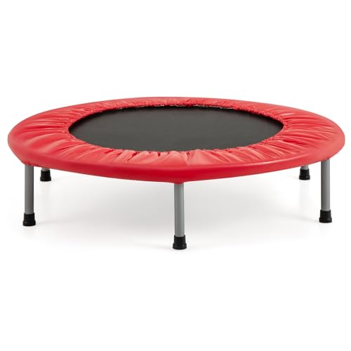 GOPLUS Mini Trampolín Plegable, Trampolín Fitness Infantil con Alfombra de Seguridad, Marco de Metal, Carga Máxima 150 KG, Cama Elástica Silenciosa de Ejercicios Interior Exterior para Adultos Niños